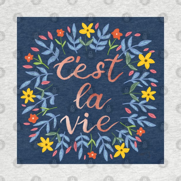 C'est La Vie Rose Gold | Floral Wreath | Quote by thewhimsicalrepose